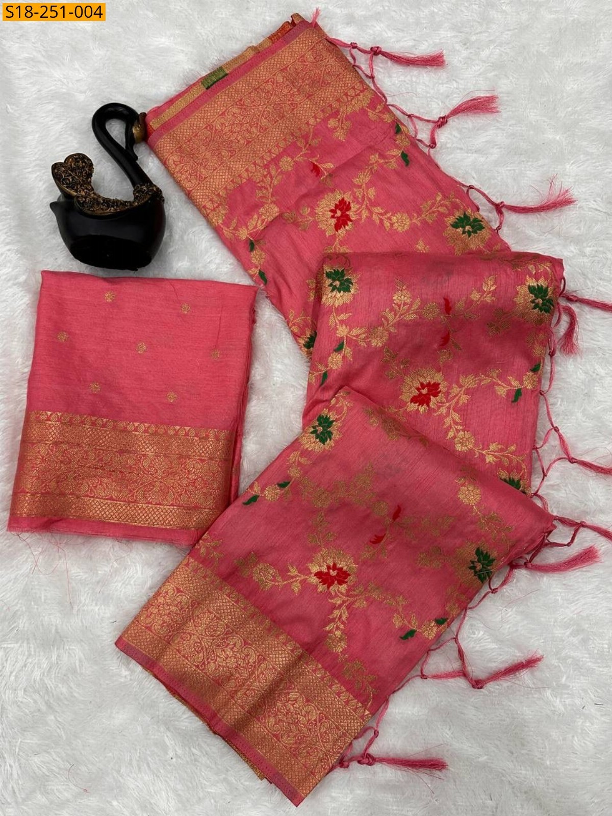 Peach Banarasi khadi georgette saree