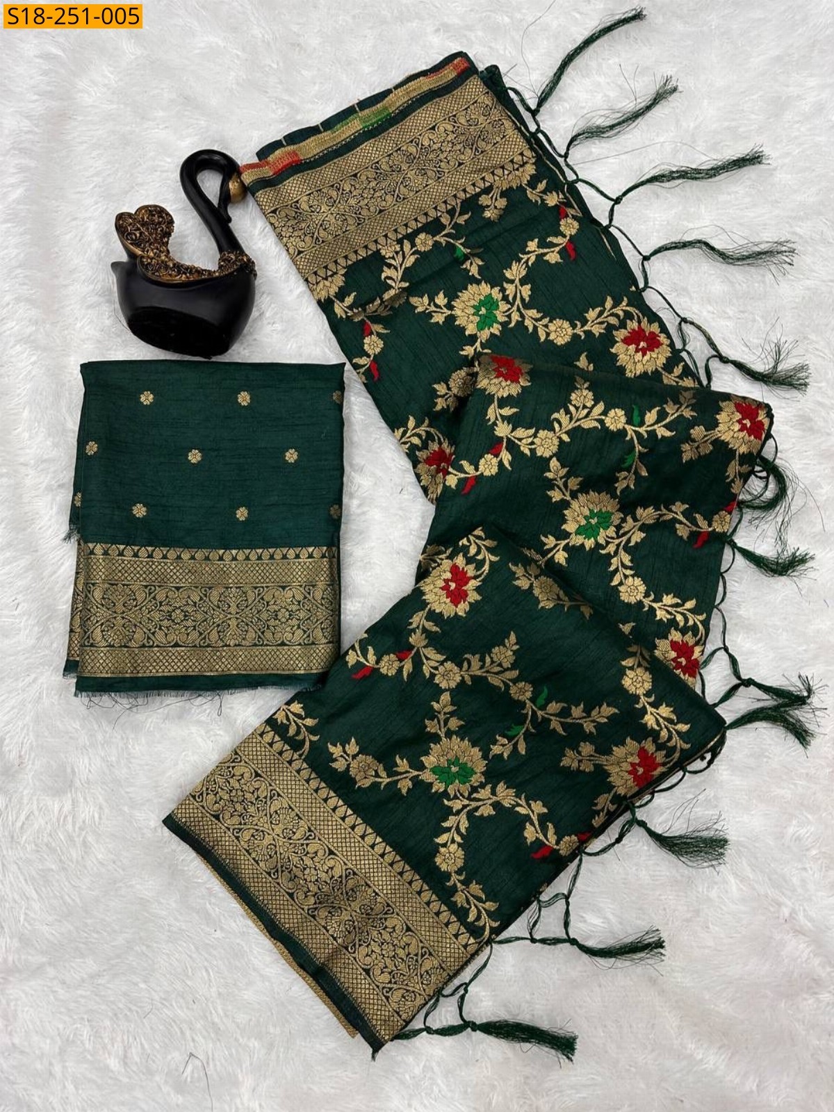 Green Banarasi khadi georgette saree