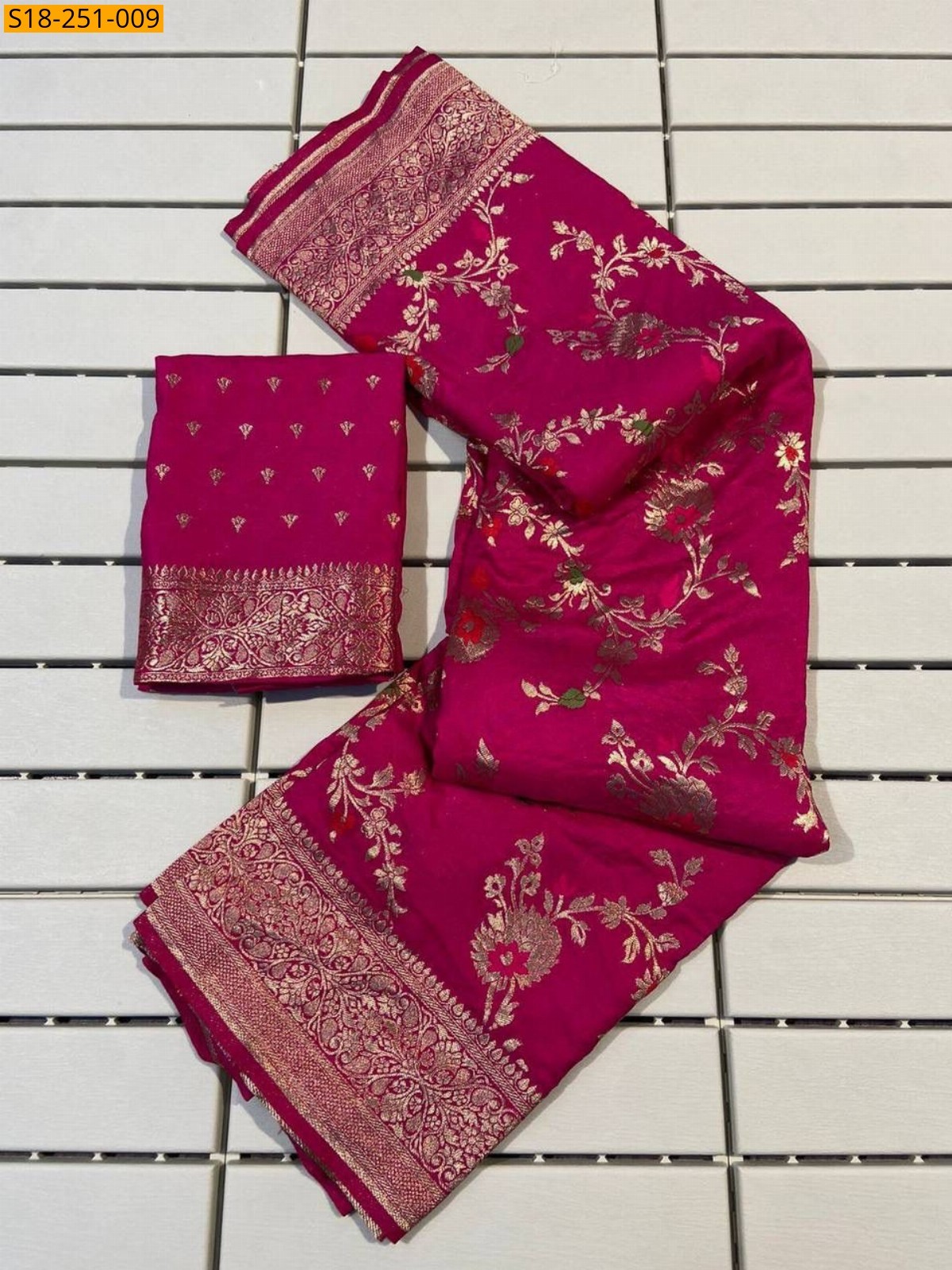 Pink Banarasi khadi georgette saree