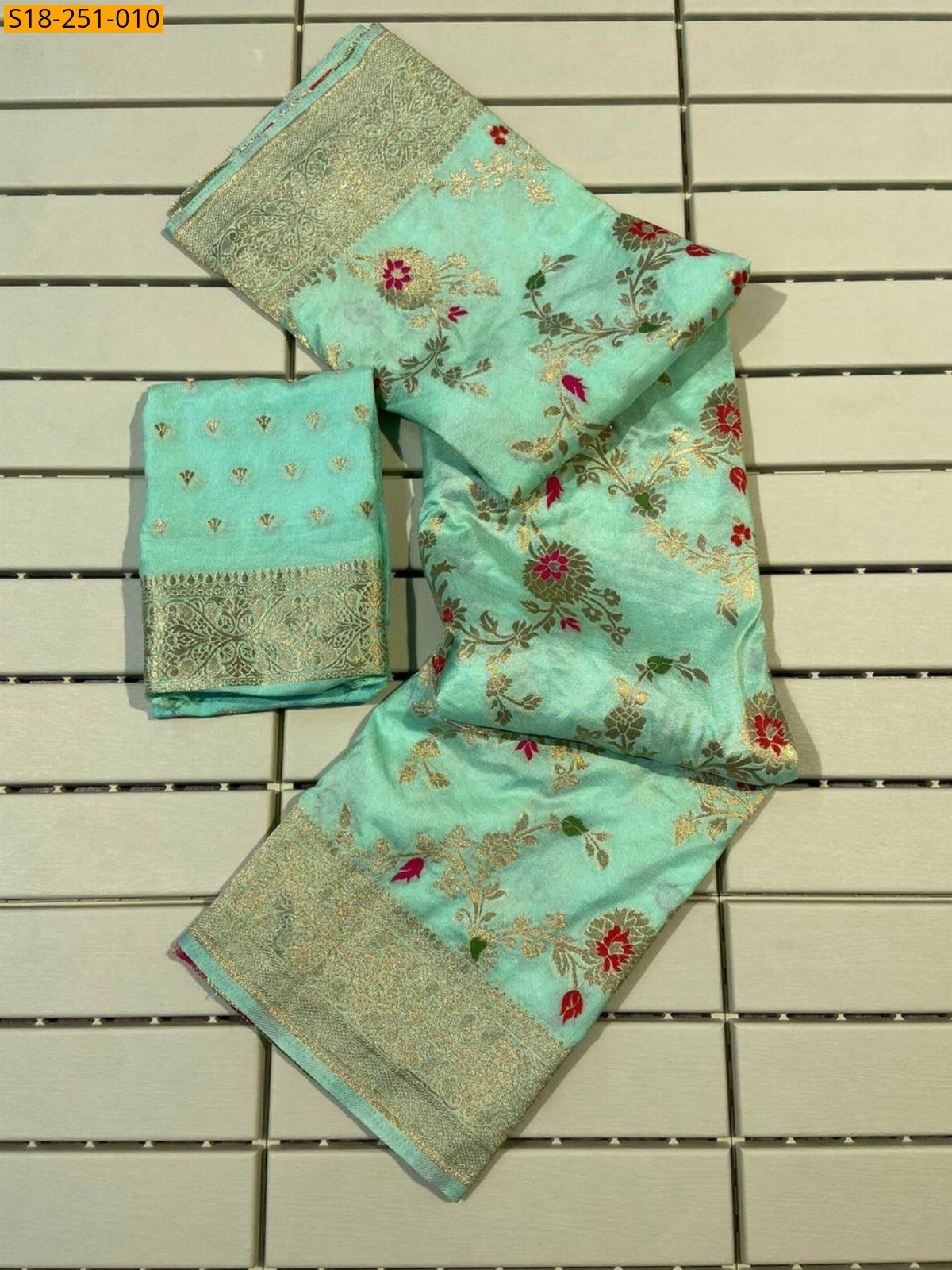 Ramar Blue Banarasi khadi georgette saree