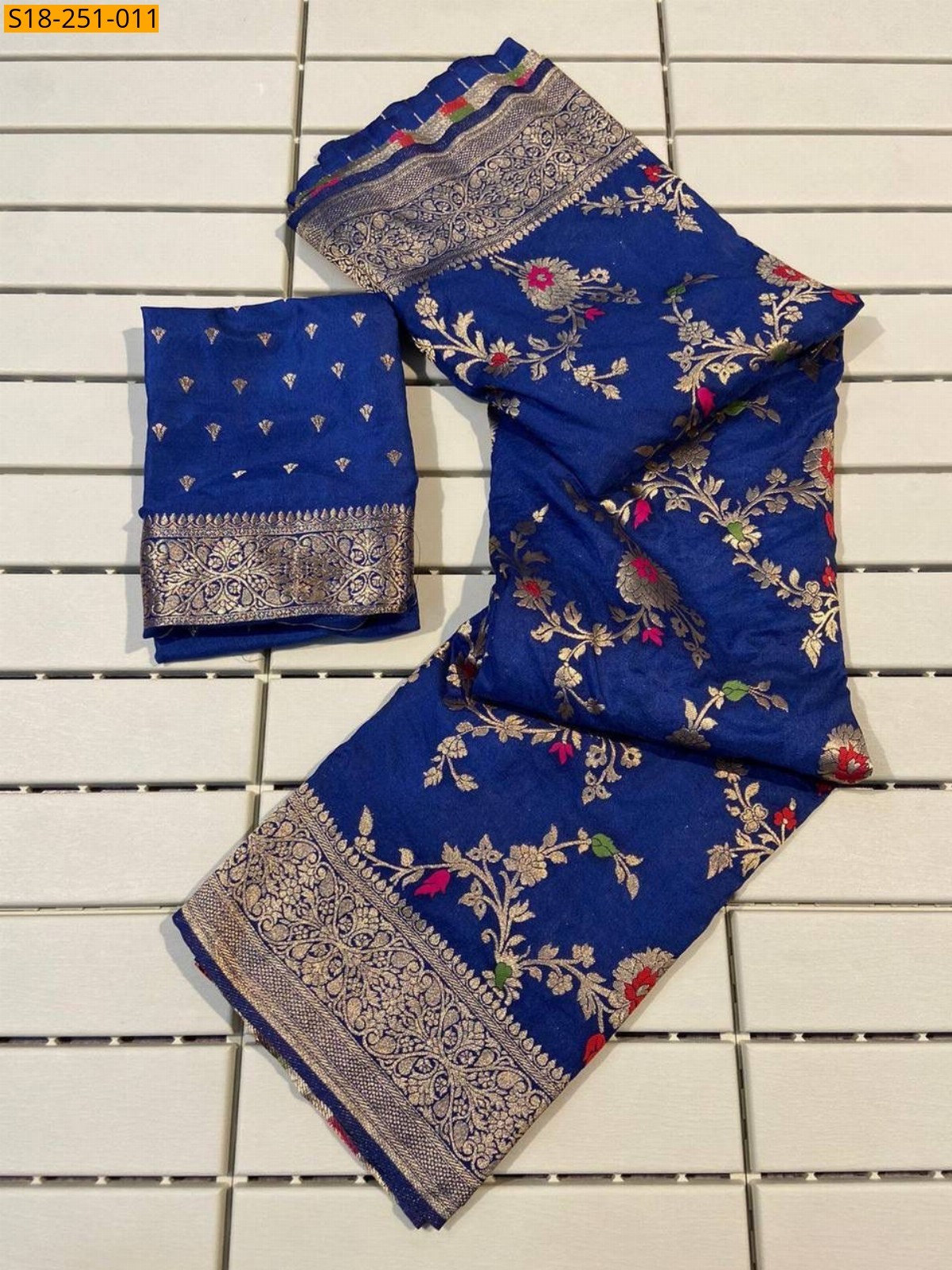 Blue Banarasi khadi georgette saree