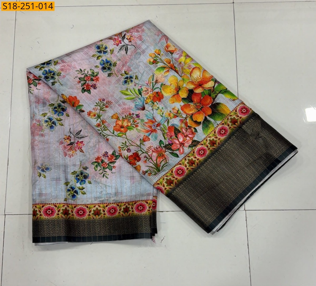Half White Fancy Dola Ricco Saree