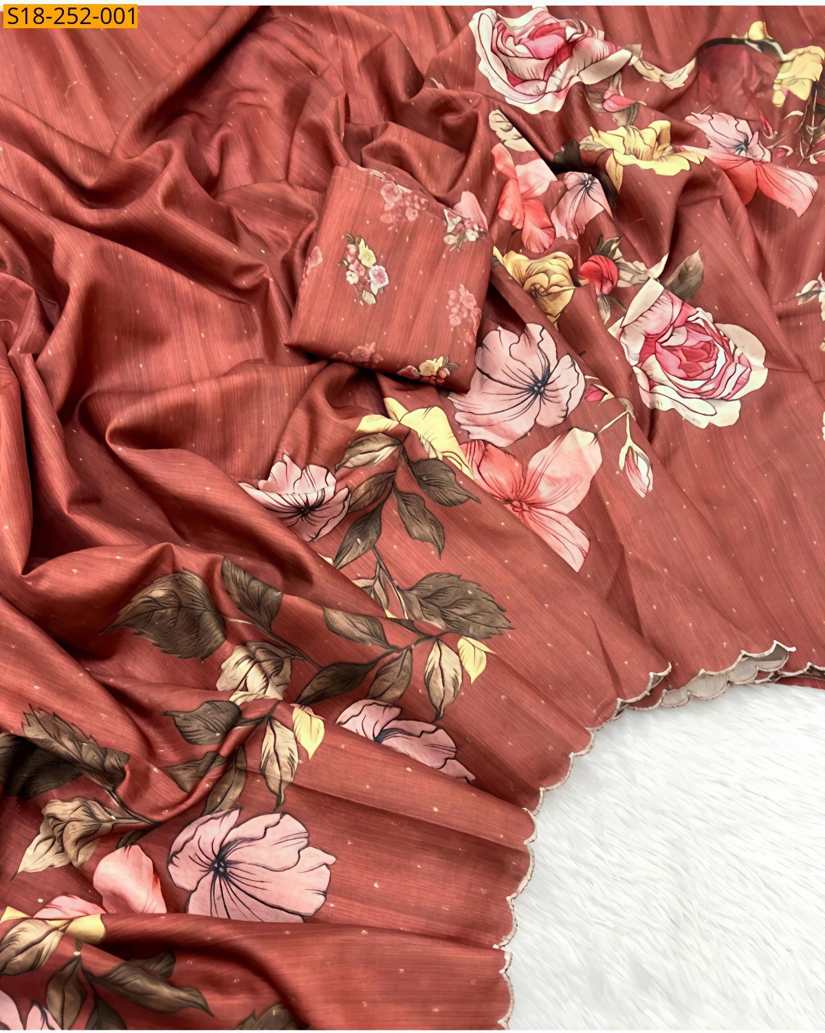 Onion Tussar silk tulip printed sarees