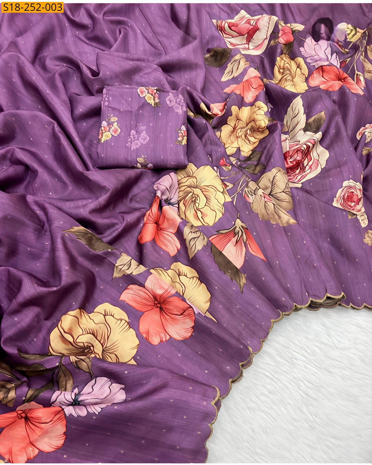 Lavender Tussar silk tulip printed sarees
