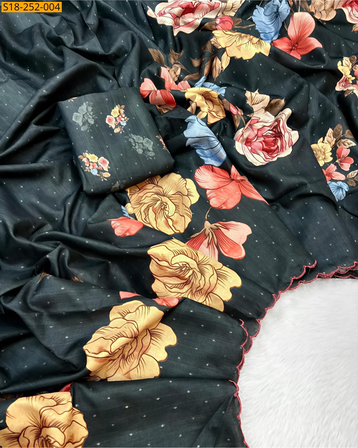 Green Tussar silk tulip printed sarees