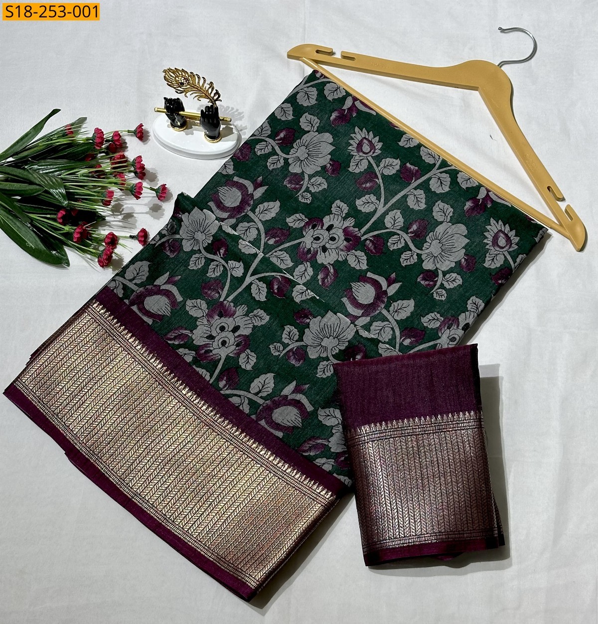 Green Fancy mangalgiri silk sarees