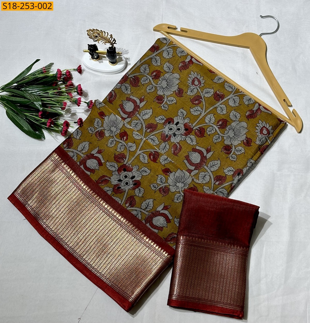 Yellow Fancy mangalgiri silk sarees