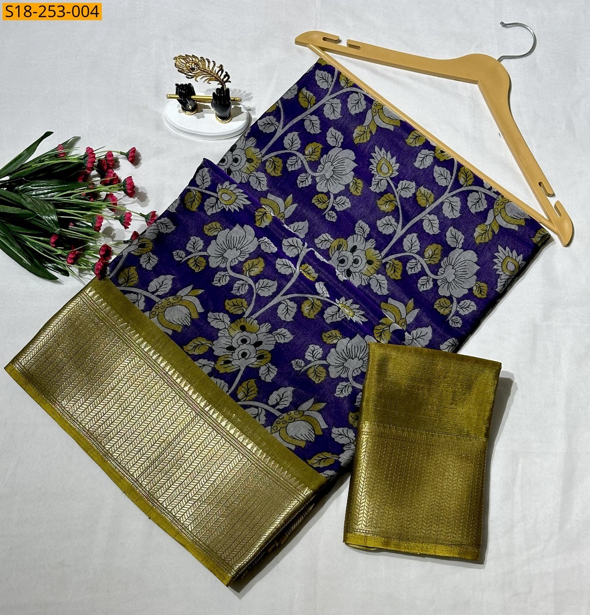 Voilet Fancy mangalgiri silk sarees
