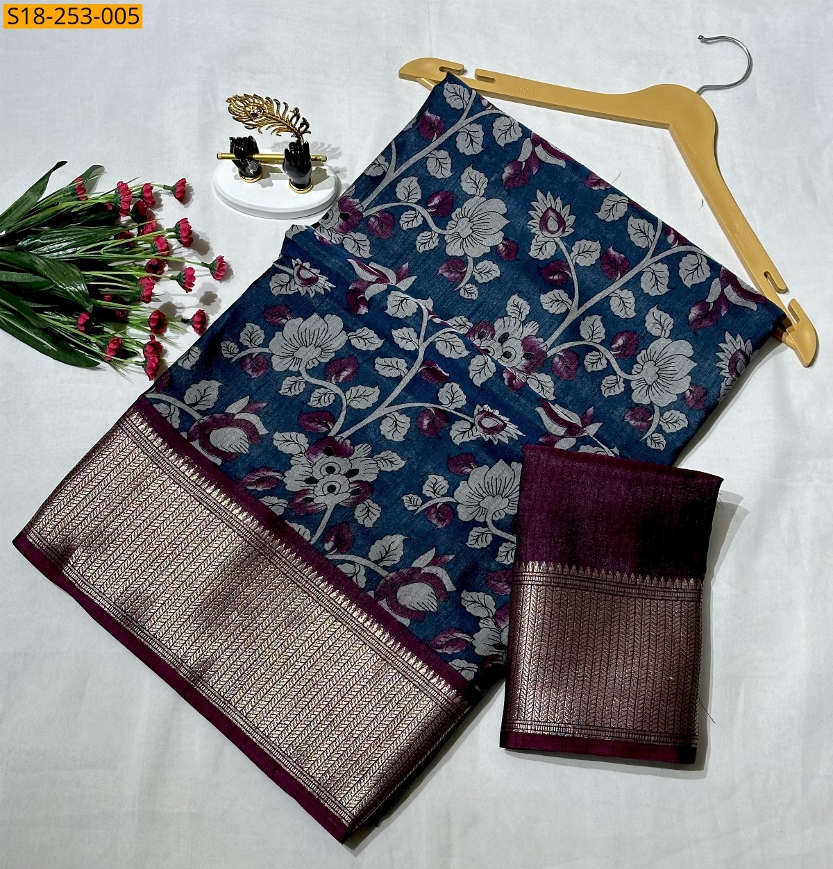 Blue Fancy mangalgiri silk sarees