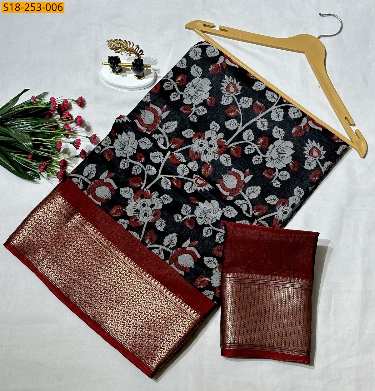 Black Fancy mangalgiri silk sarees