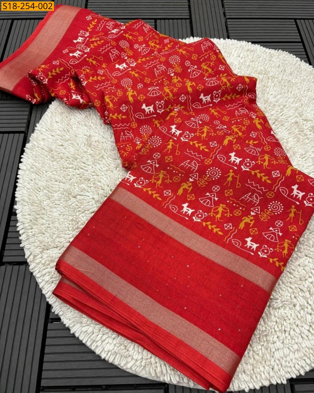 Orange Fancy soft crape silk saree