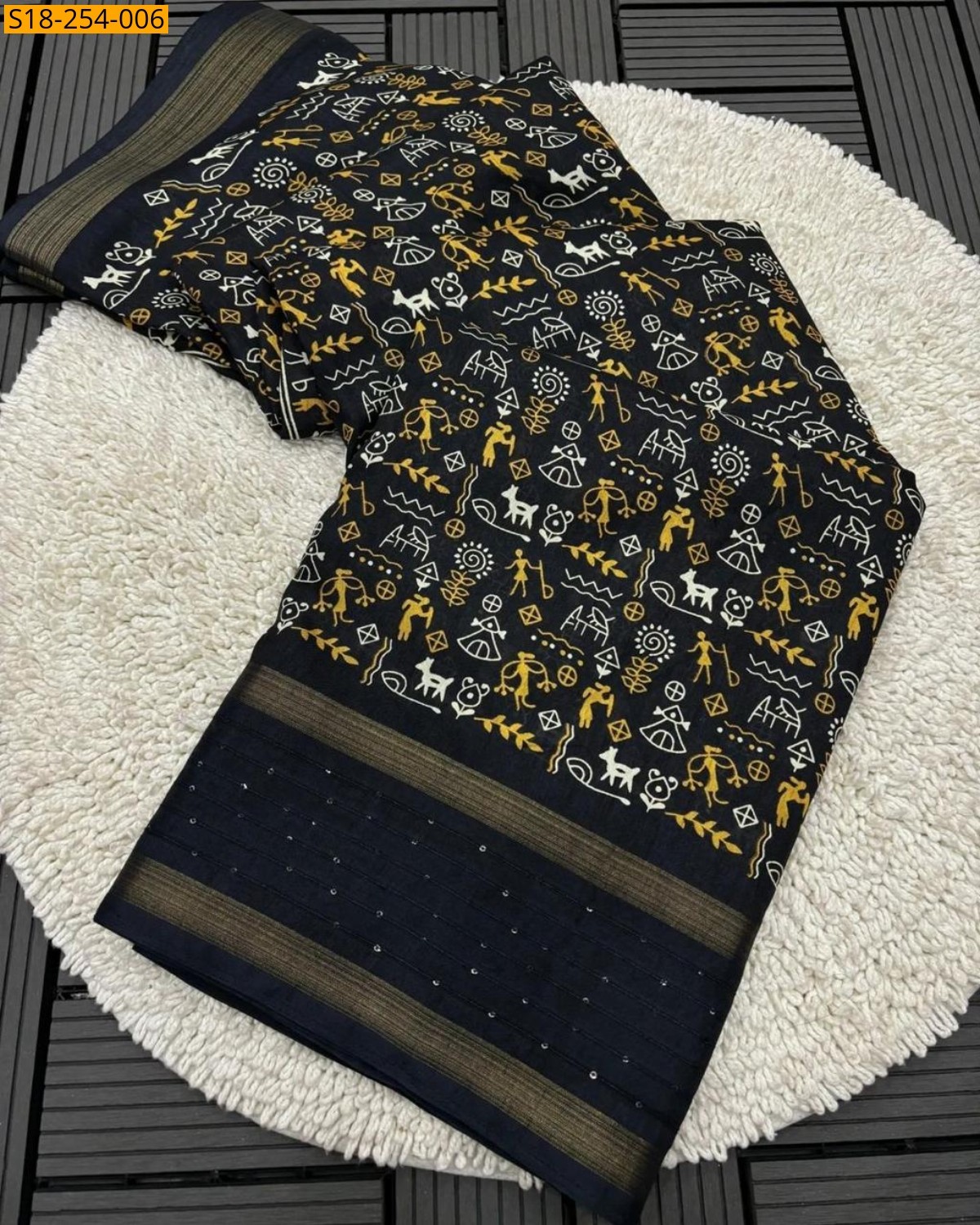 Black Fancy soft crape silk saree