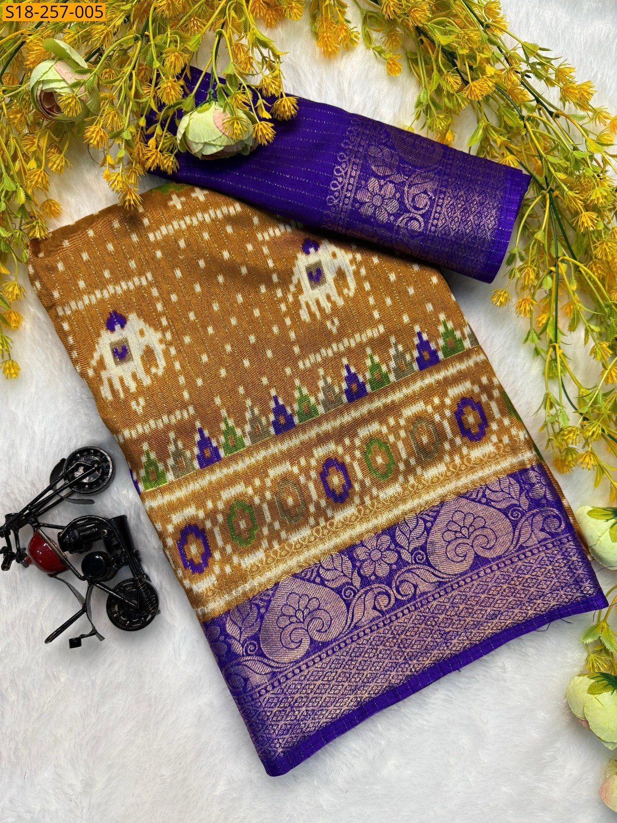 Brown Heavy Riko zari sarees