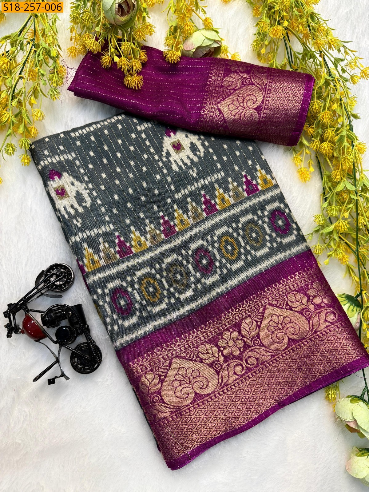 Gray Heavy Riko zari sarees