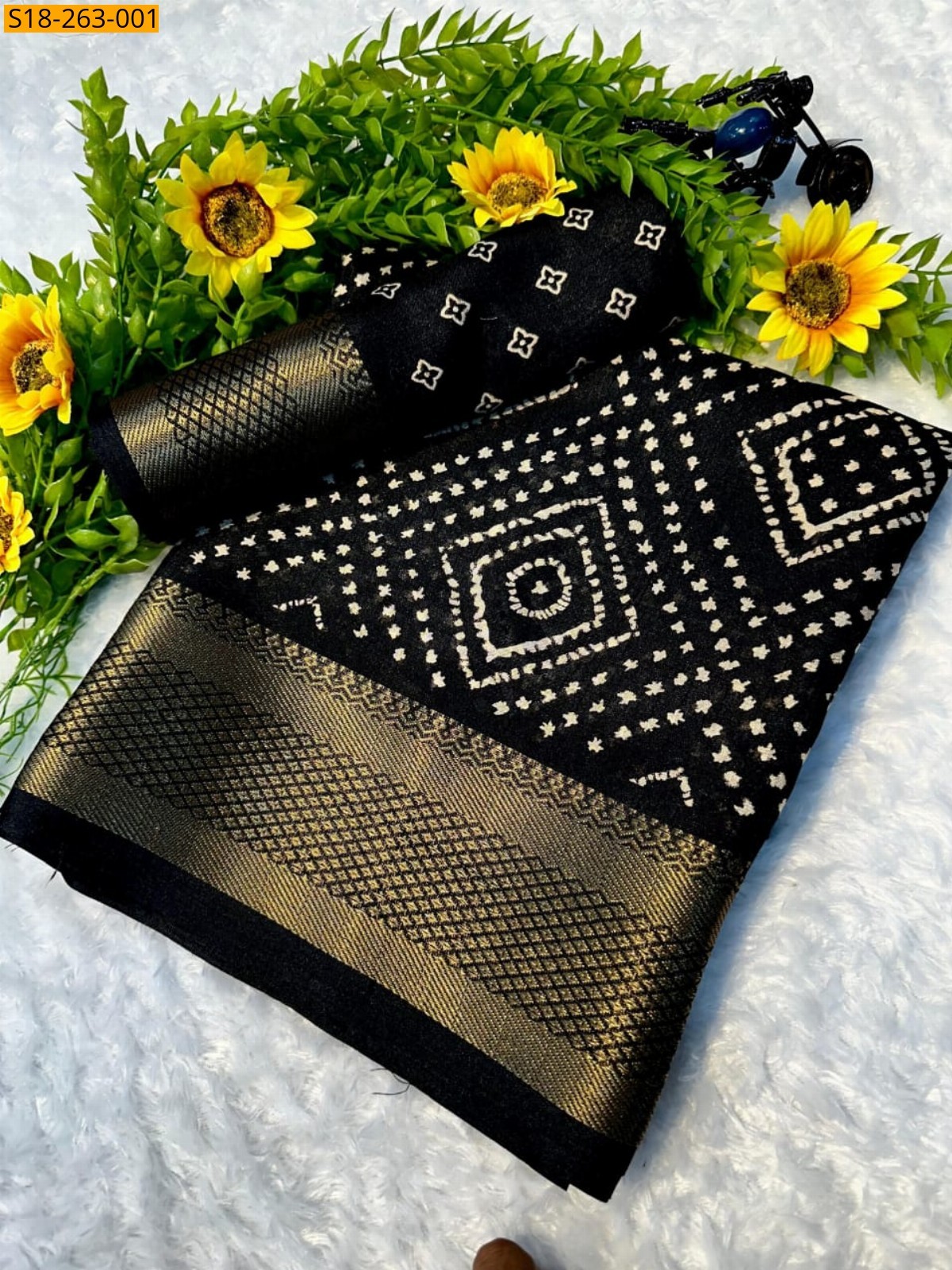 Black   Fancy dola silk printed sarees