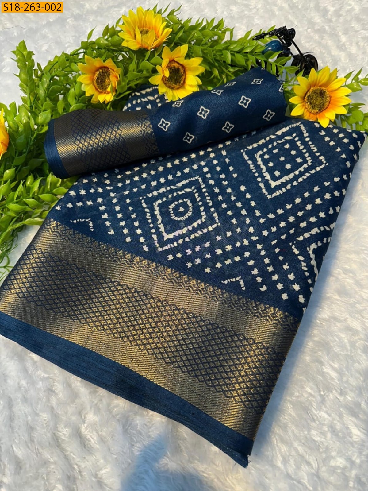 Blue   Fancy dola silk printed sarees