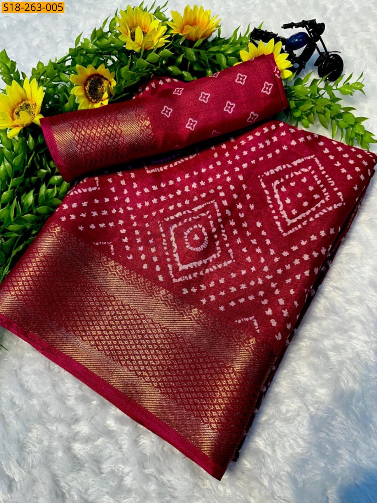 Red   Fancy dola silk printed sarees