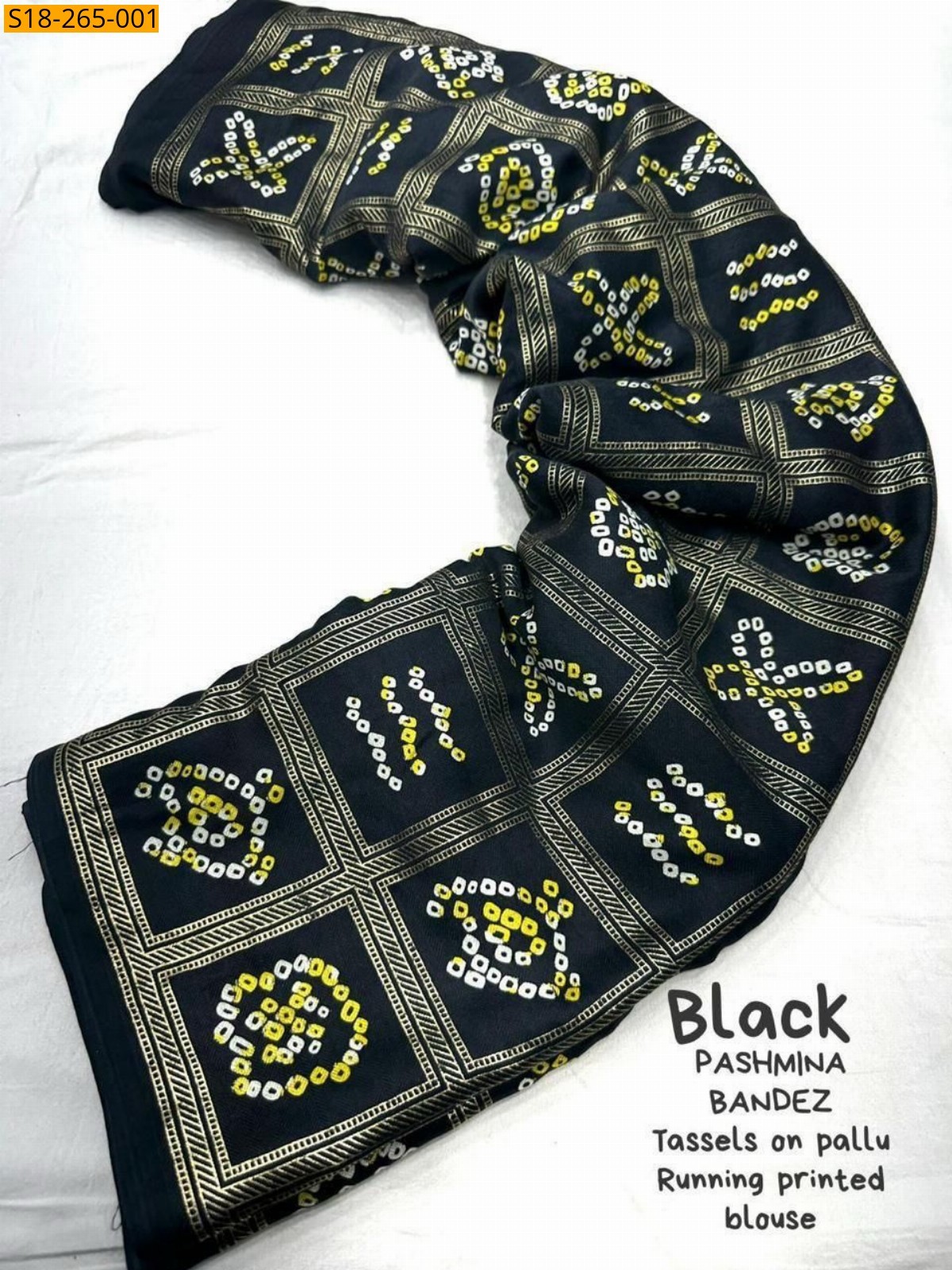 Black Fancy pashmina silk printed sarees