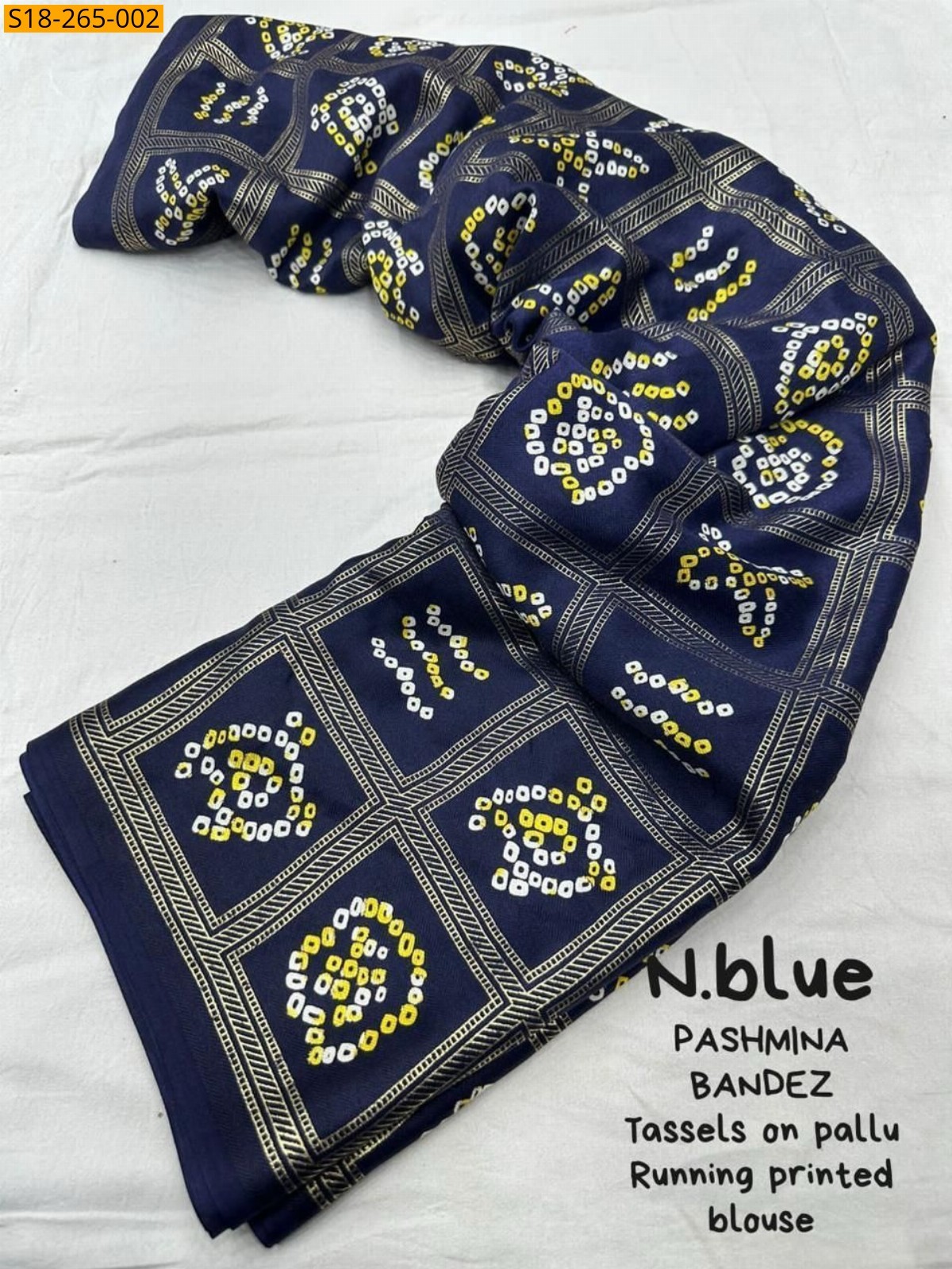 Blue Fancy pashmina silk printed sarees