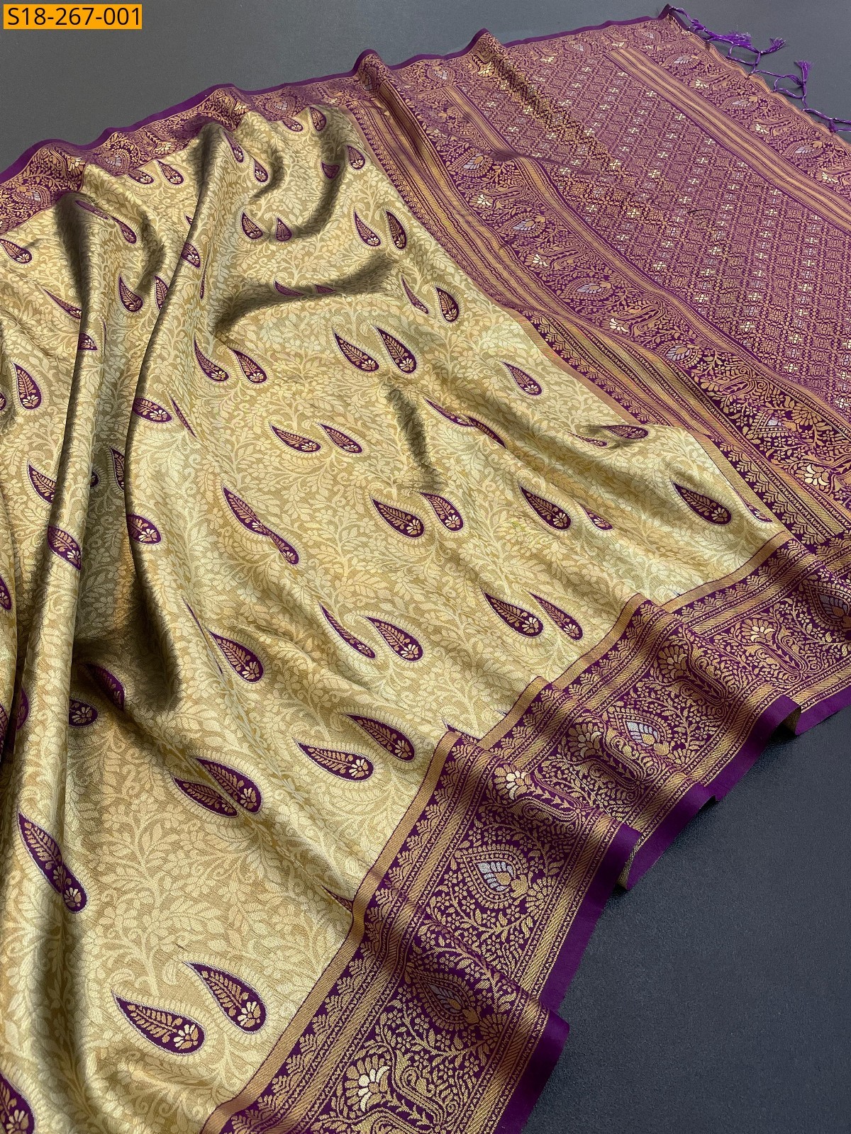 Purple Beautiful banarasi tissue silk saree