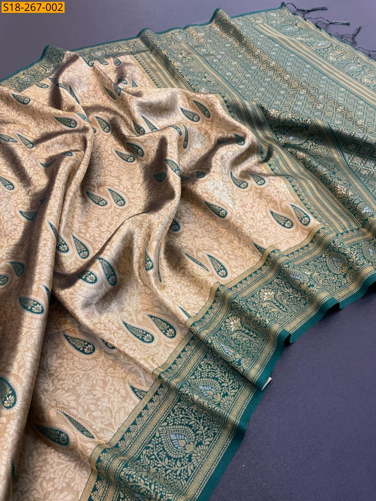 Green Beautiful banarasi tissue silk saree