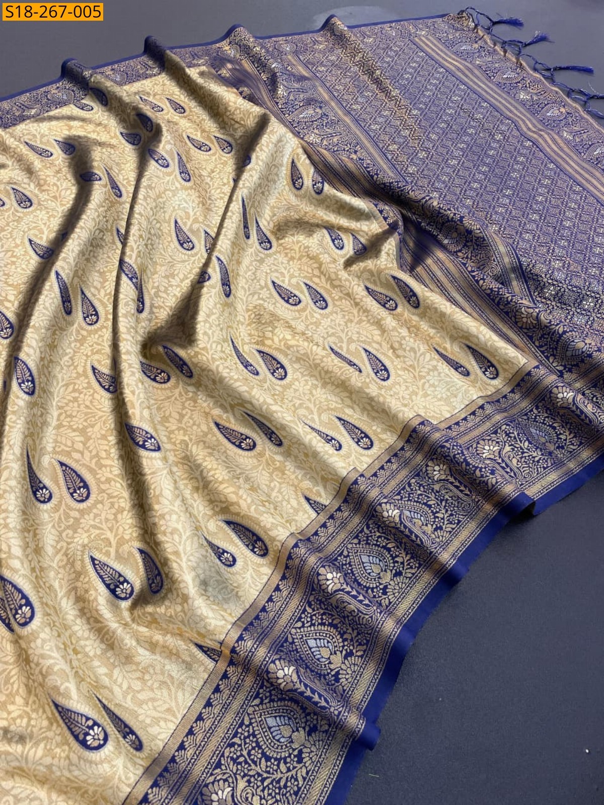 Blue Beautiful banarasi tissue silk saree