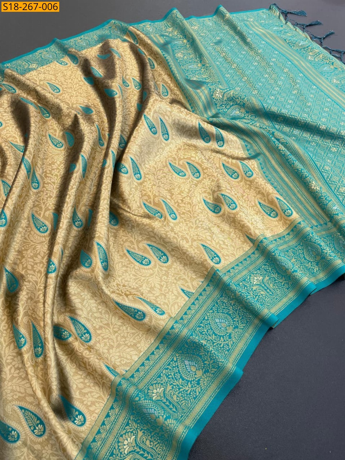 Blue Beautiful banarasi tissue silk saree