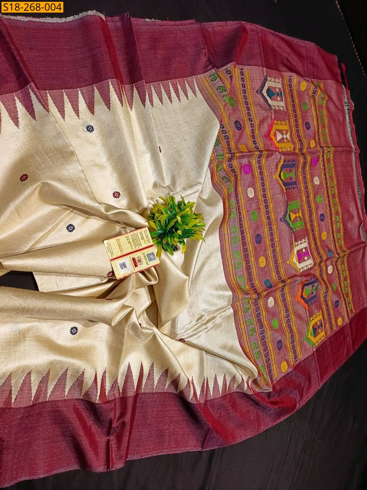 Half white Kanchi silk saree