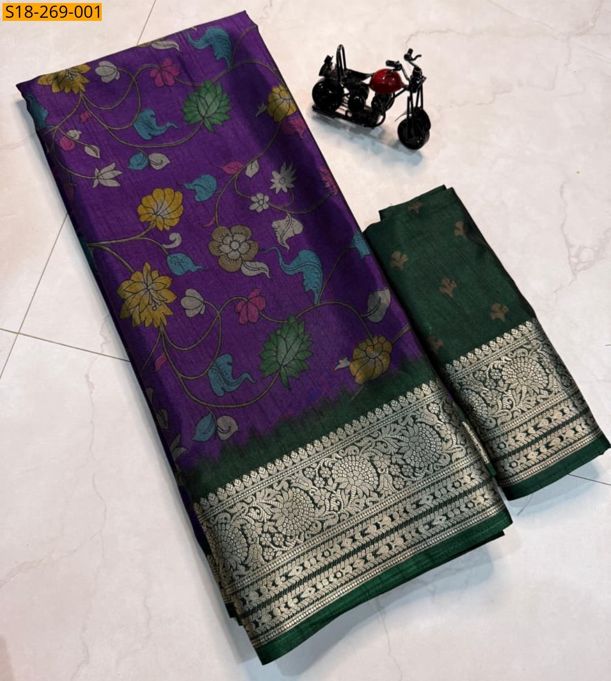 Purple Fancy dual tone dola silk printed sarees