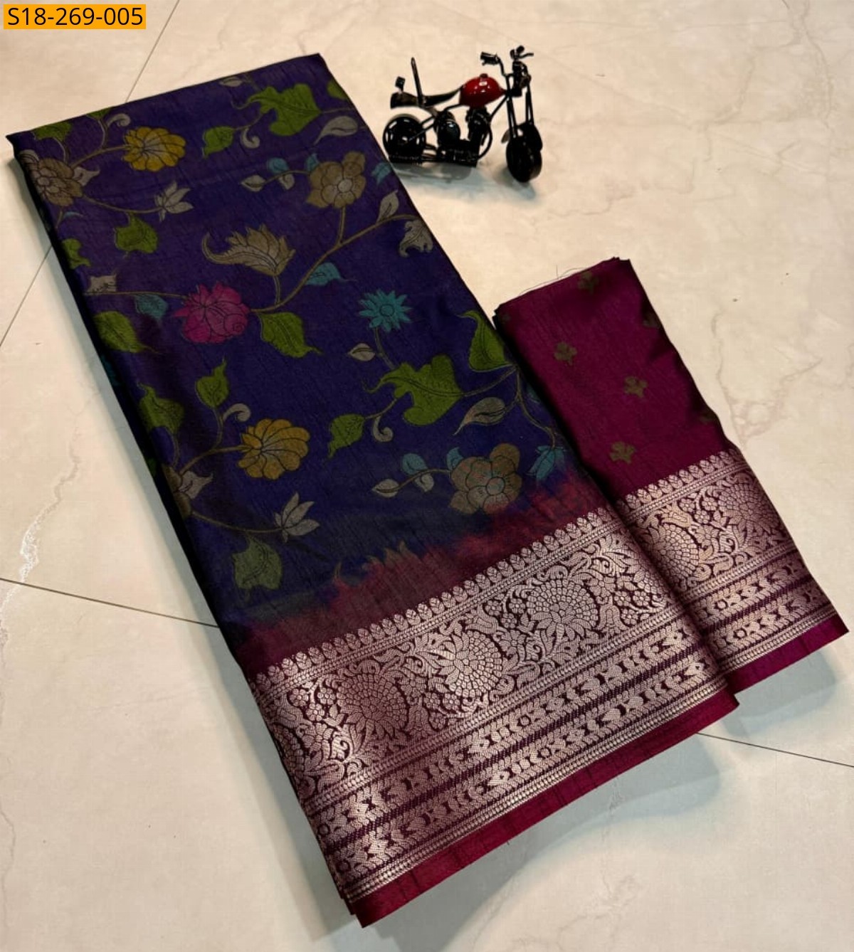 Fancy dual tone dola silk printed sarees