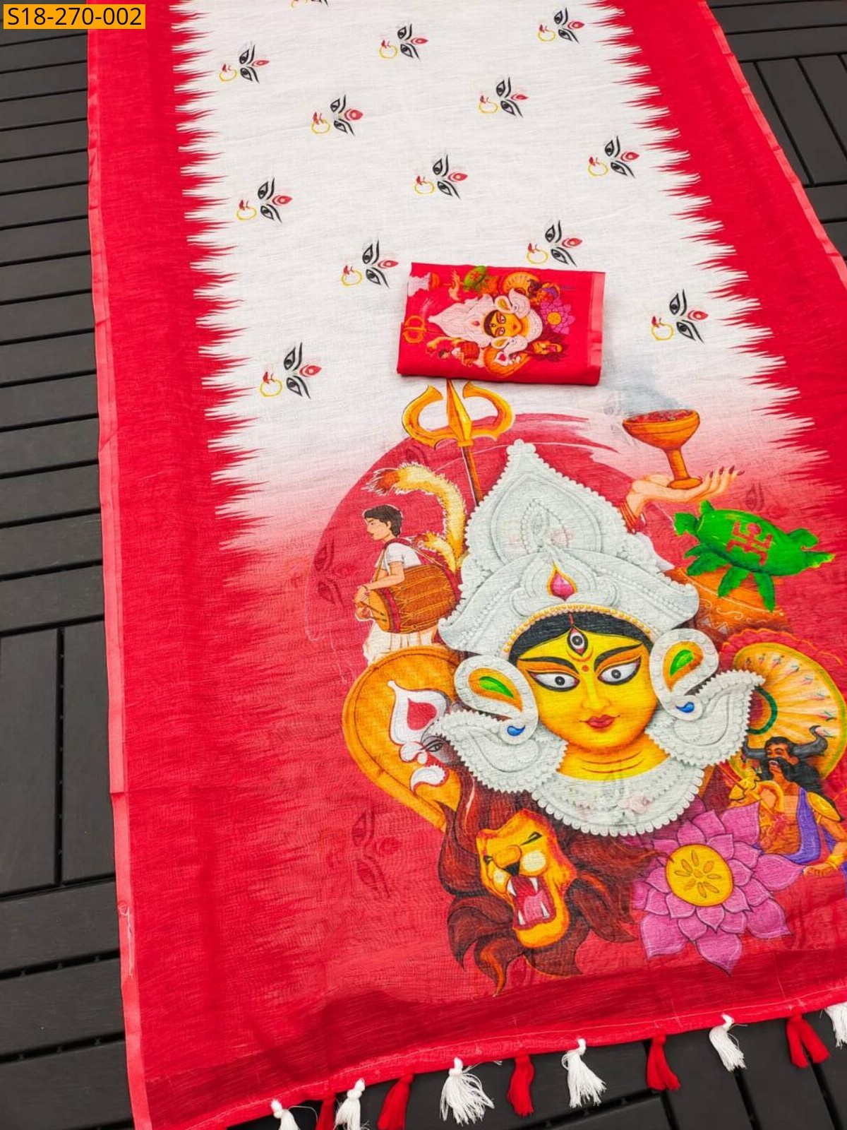 Half white Fancy Linen sarees