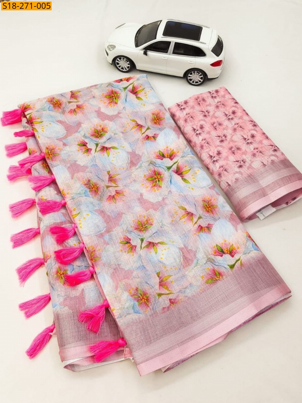 Pink Fancy Linen sarees