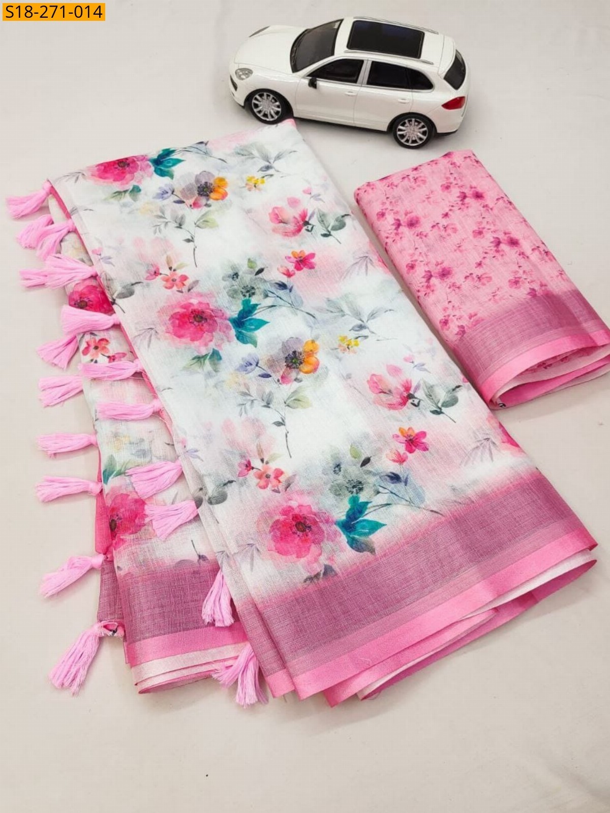 Pink Fancy Linen sarees