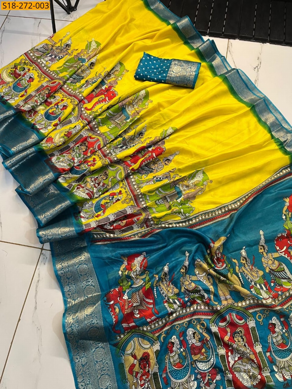 Yellow Fancy Rikko silk sarees