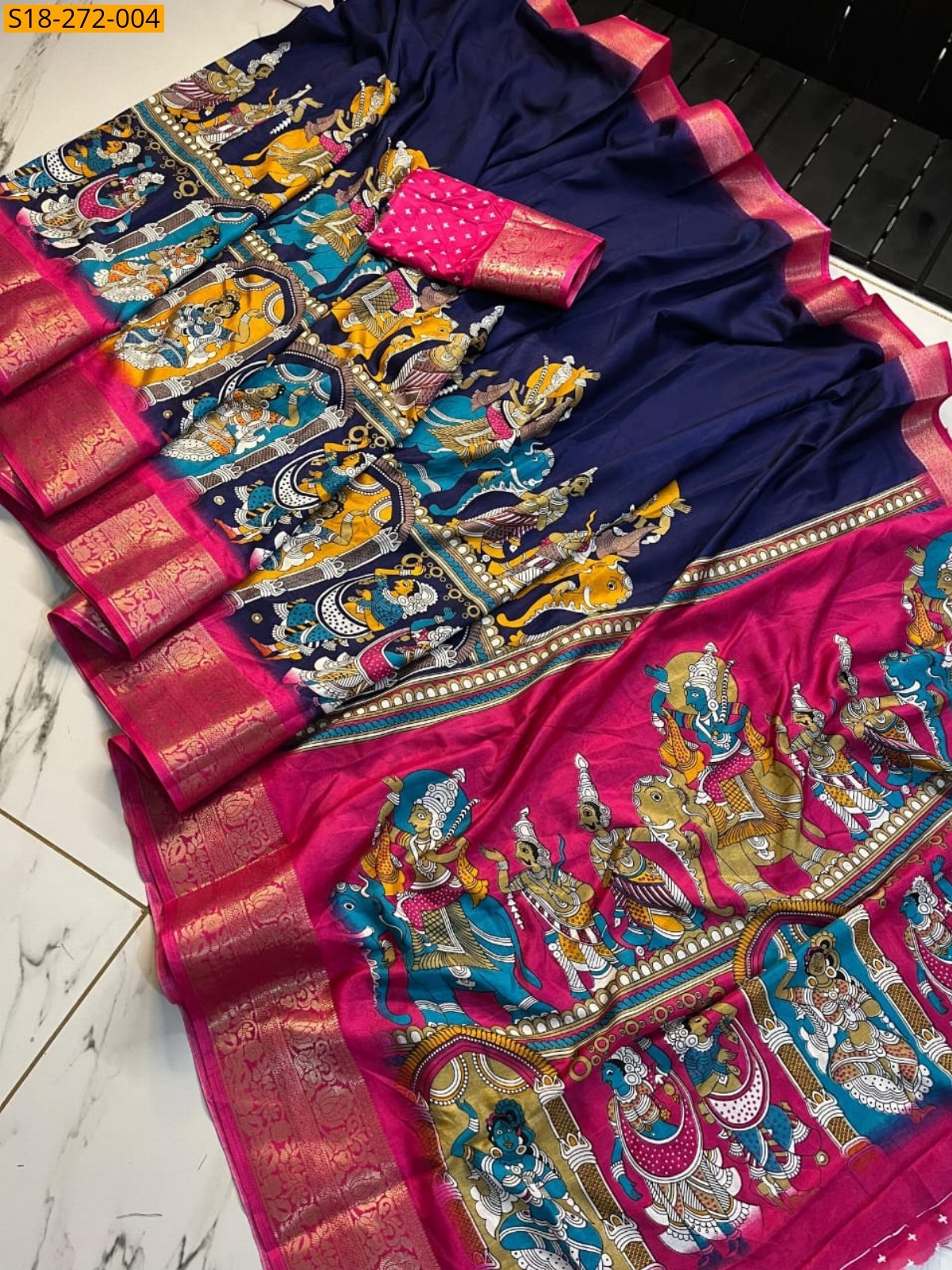 Blue Fancy Rikko silk sarees