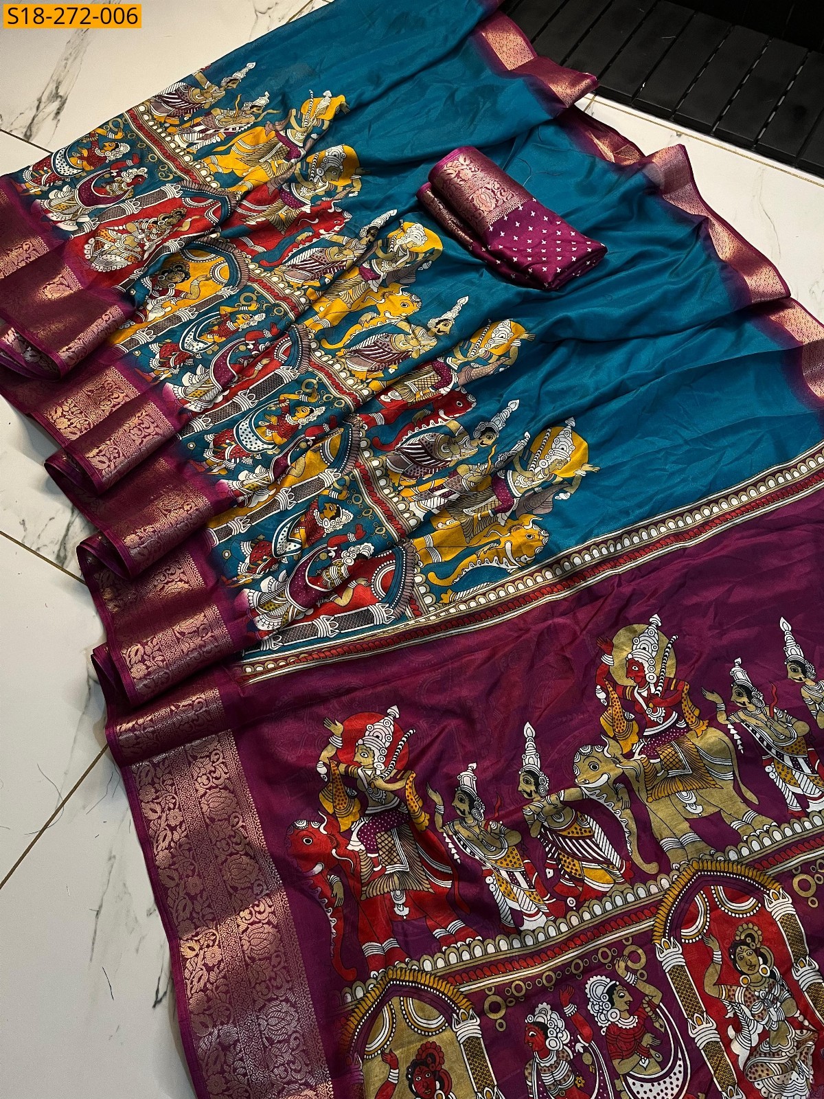 Blue Fancy Rikko silk sarees