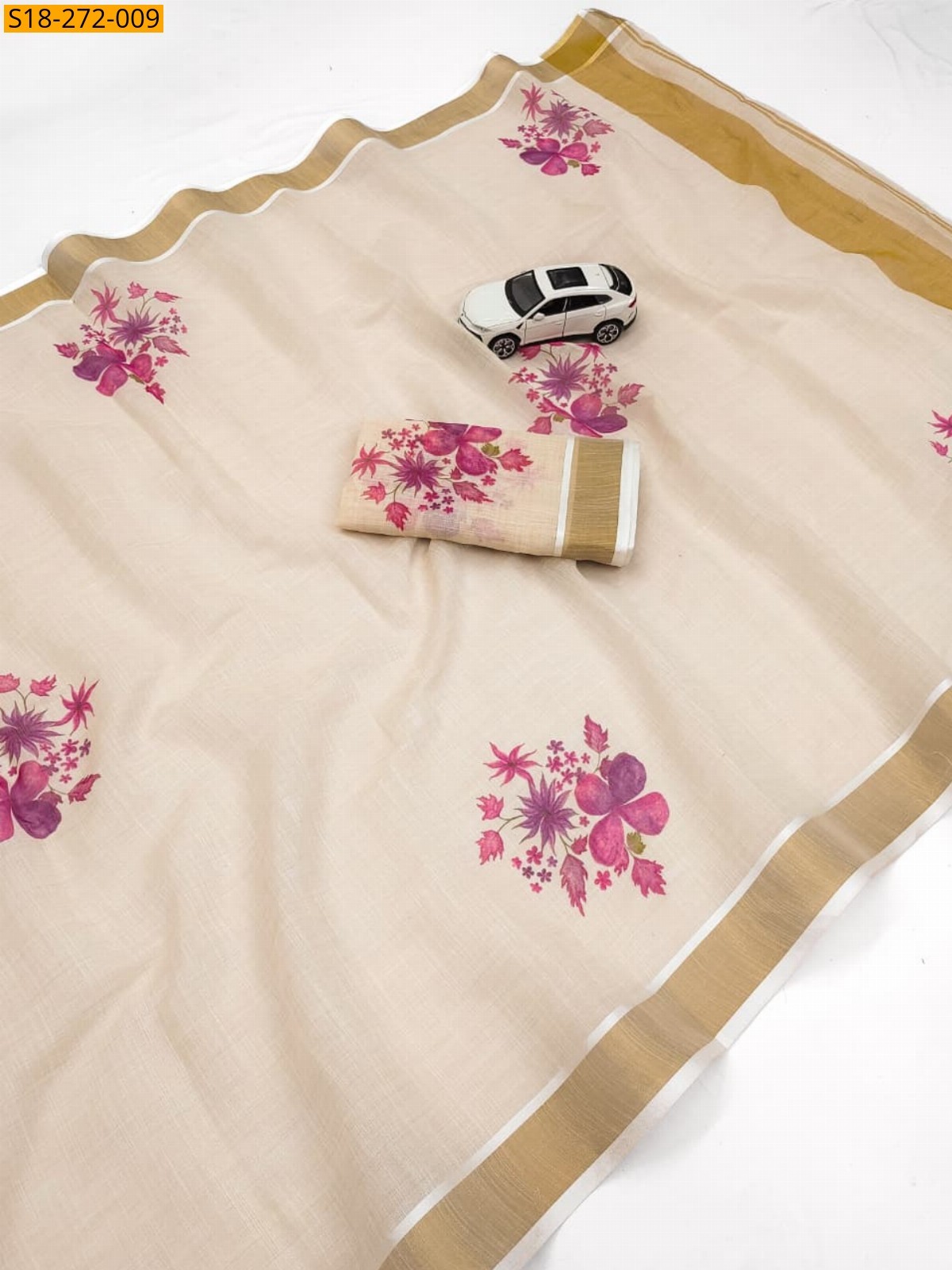 Sandal Fancy Linen Digital Printed Saree