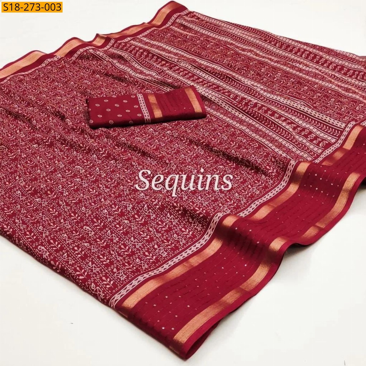 Red Fancy dola silk saree