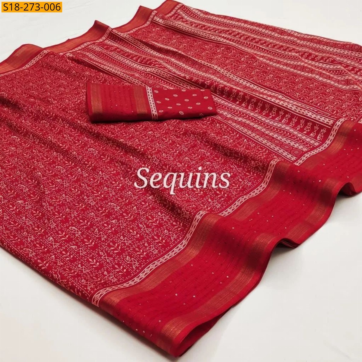 Red Fancy dola silk saree