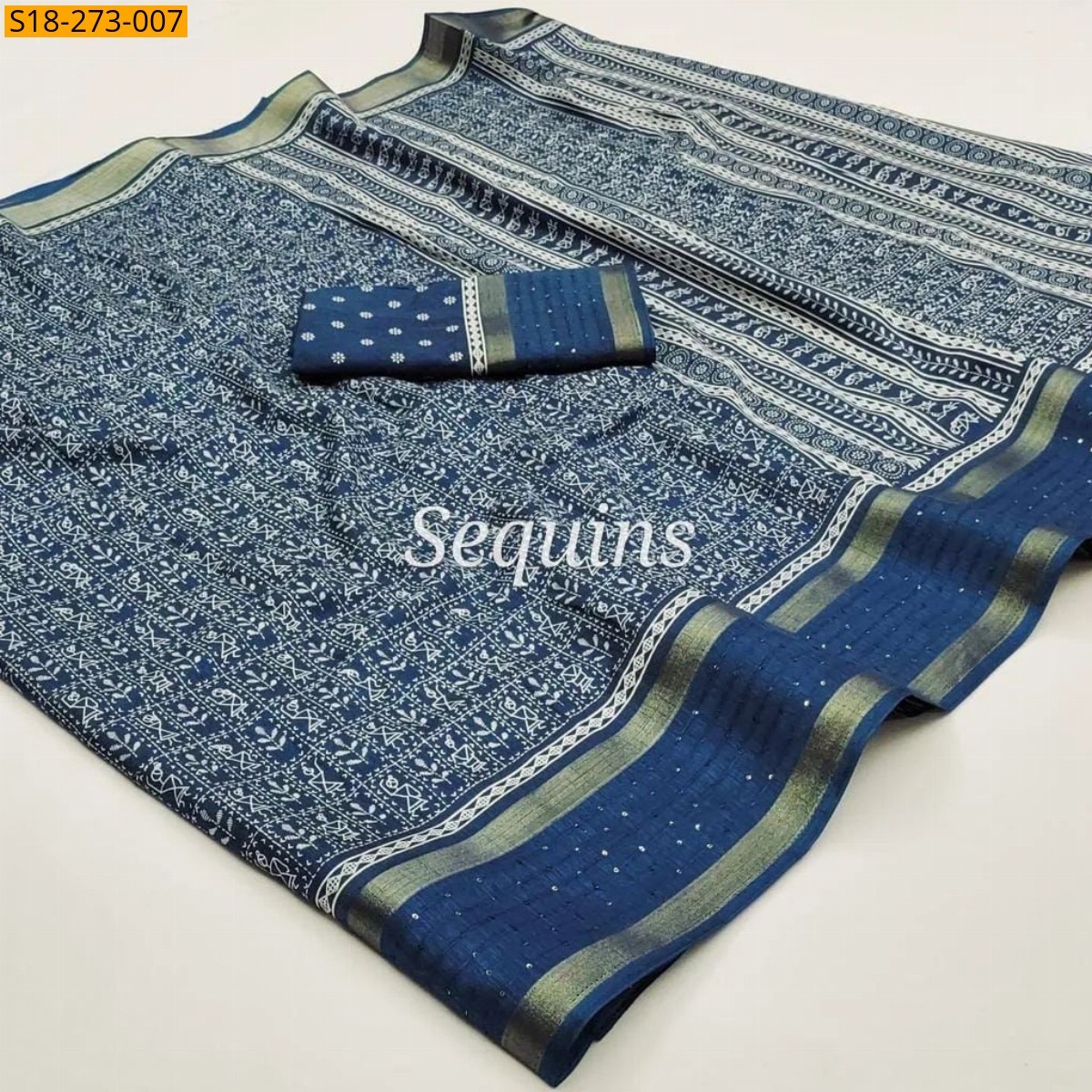 Blue Fancy dola silk saree