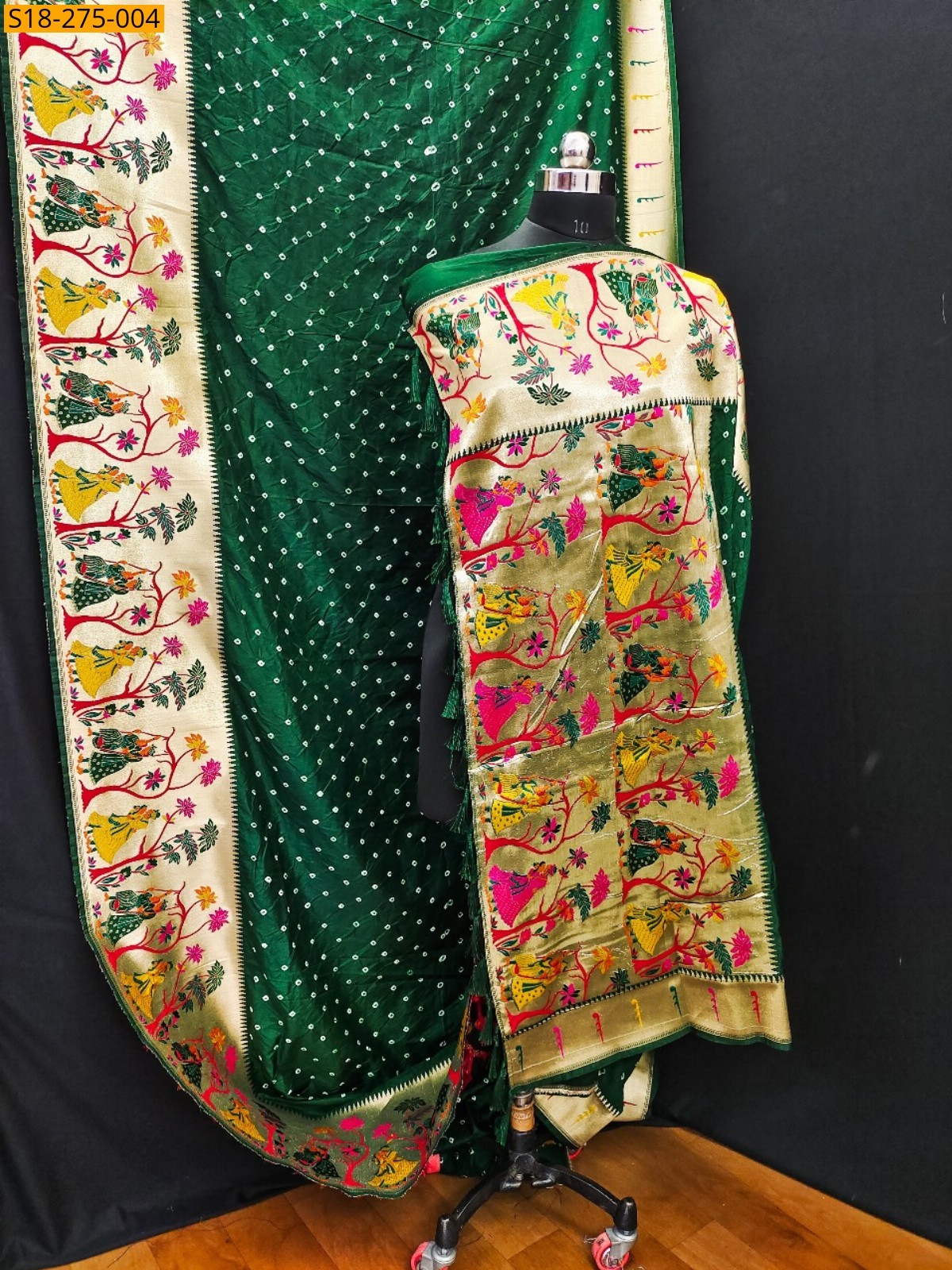 Dark Green Soft paithani saree