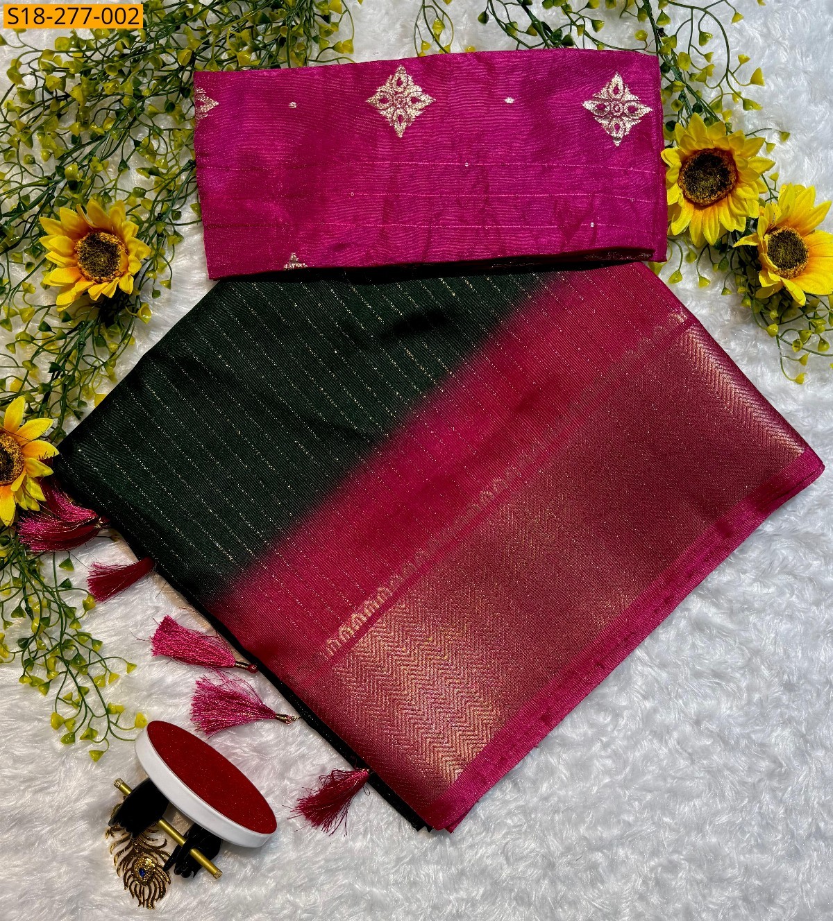 Black Fancy dola silk saree