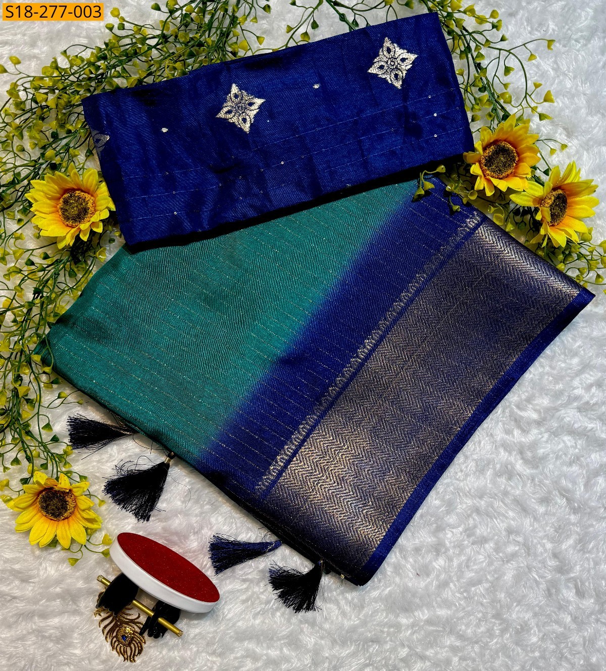 Green Fancy dola silk saree