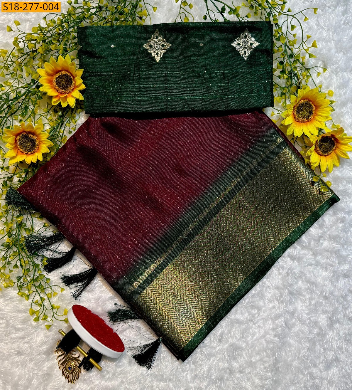 Maroon Fancy dola silk saree