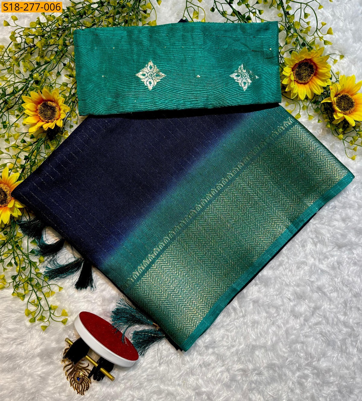 Blue Fancy dola silk saree