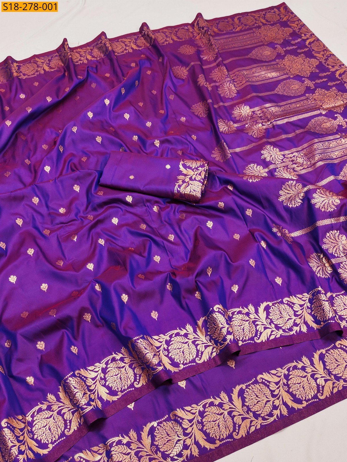Violet Two tone banarasi silk saree