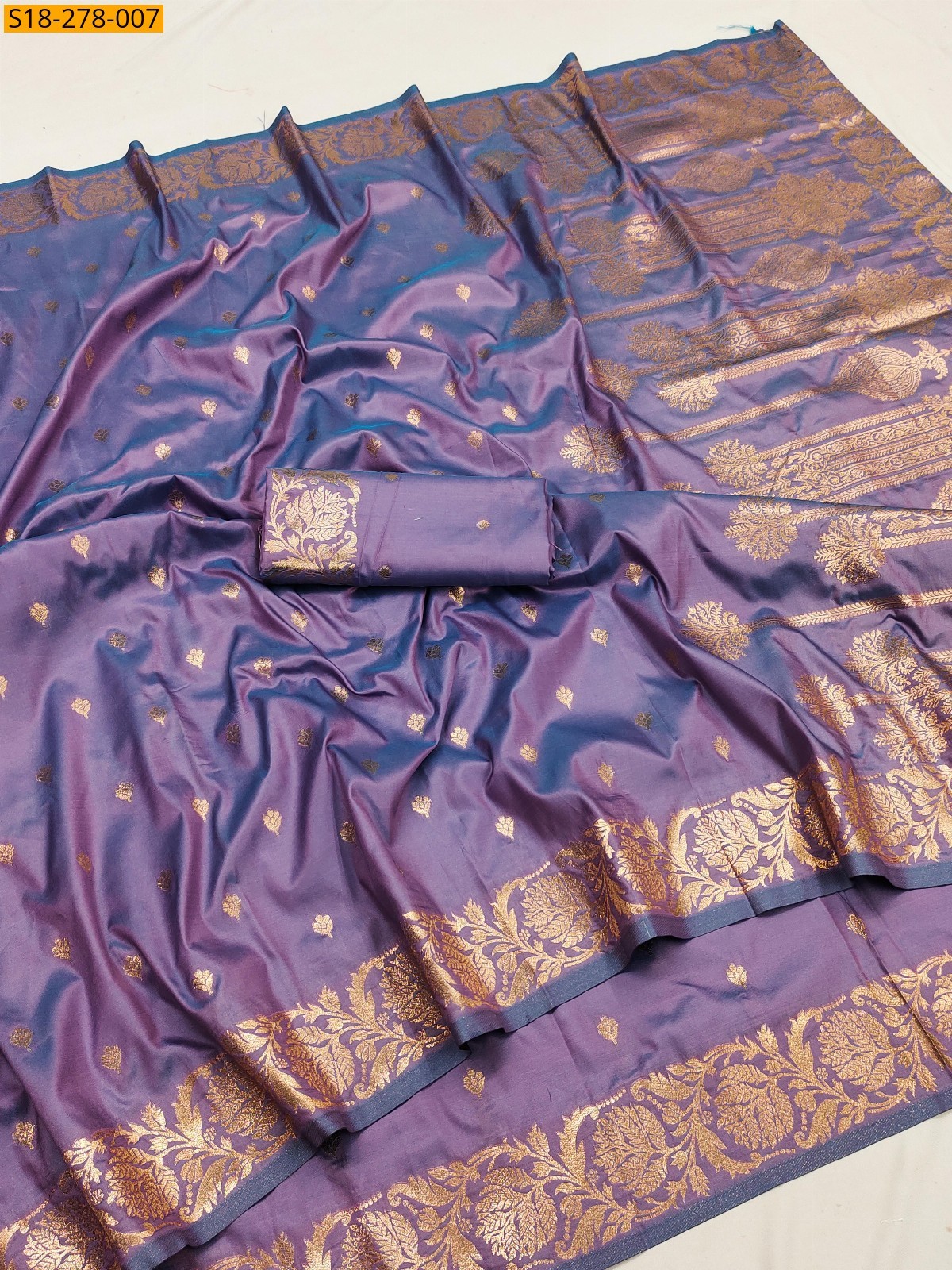 Purple Two tone banarasi silk saree