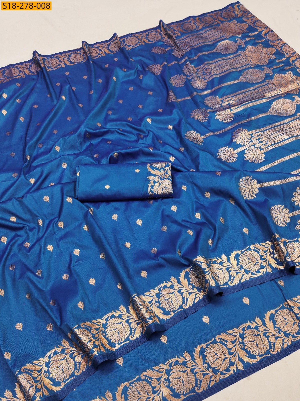 Blue Two tone banarasi silk saree