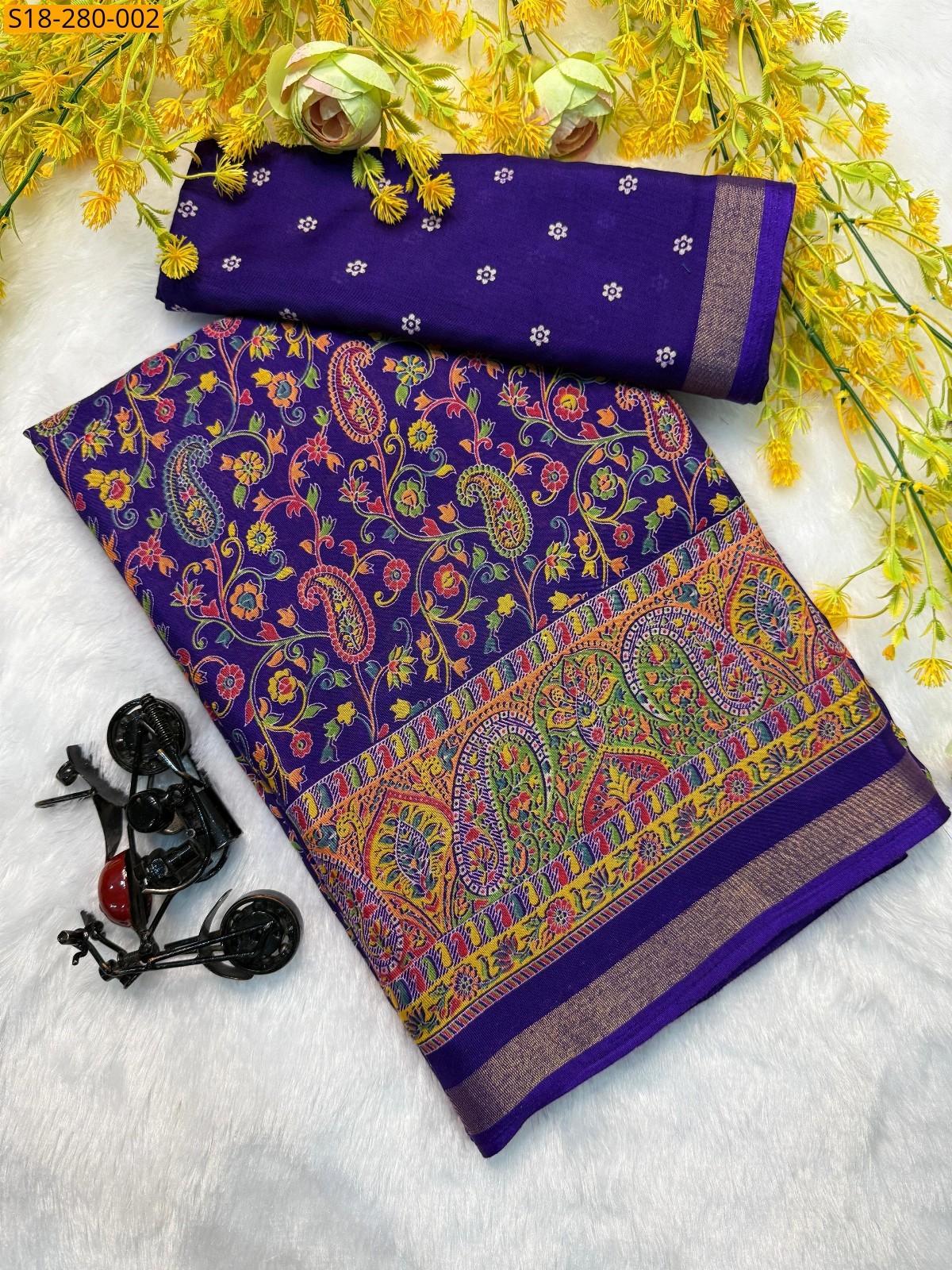 Violet Fancy cotton printed saree