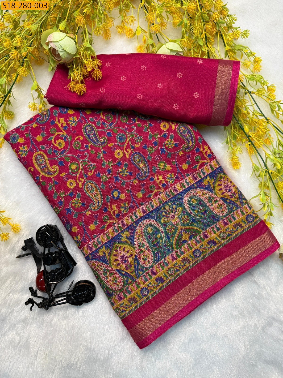 Pink Fancy cotton printed saree